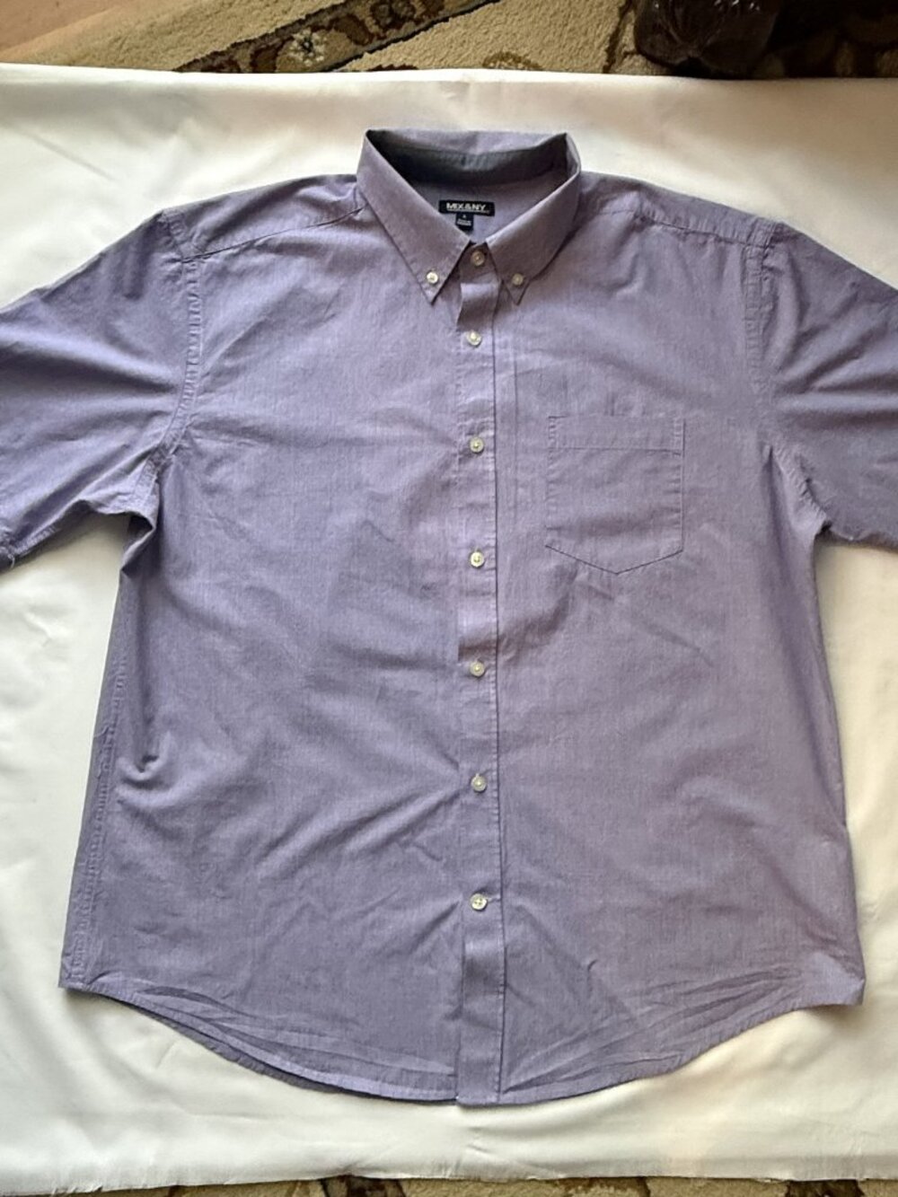 MIX & NY Men’s Lavender 100% Cotton Short Sleeve Button Down Shirt Large